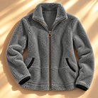Ring-pull zip sherpa jacket for women