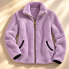 Ring-pull zip sherpa jacket for women