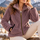 Ring-pull zip sherpa jacket for women