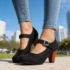 Brogue block heel Mary Jane shoes for women
