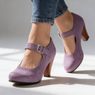 Brogue block heel Mary Jane shoes for women