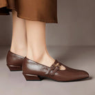 Double buckle brogue Mary Jane heels for women