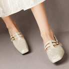 Double buckle brogue Mary Jane heels for women