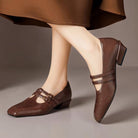 Double buckle brogue Mary Jane heels for women