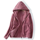 Fleece-lined sherpa zip-up hoodie for women