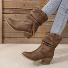 Braided tassel slouch boots for women