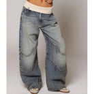 Ribbed waist wide leg jeans for women