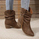 Braided tassel slouch boots for women