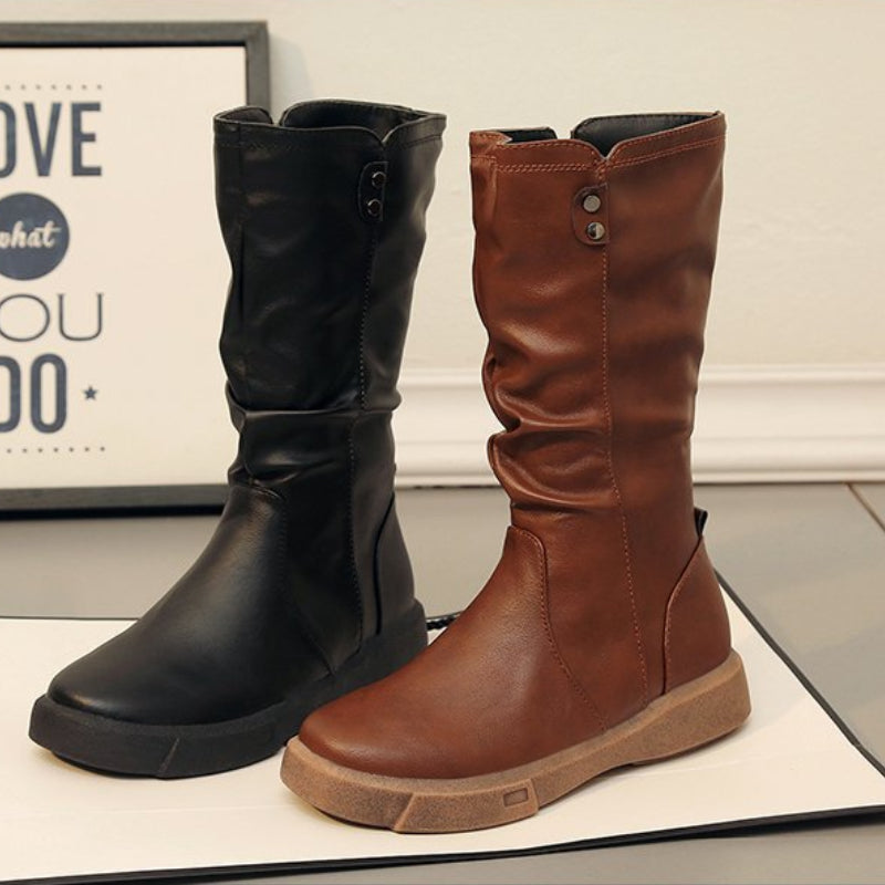 Zip-up slouch boots for women