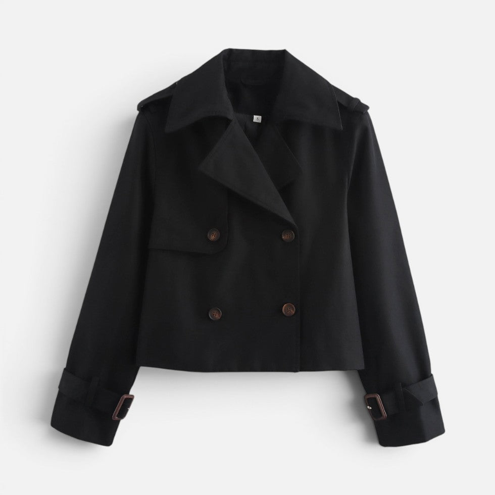 Cropped trench jacket for women in brown, black, gray or beige