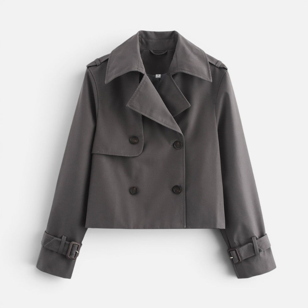 Cropped trench jacket for women in brown, black, gray or beige