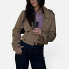 Cropped trench jacket for women in brown, black, gray or beige