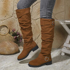 Buckle slouch over-the-knee boots for women