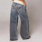 Ribbed waist wide leg jeans for women