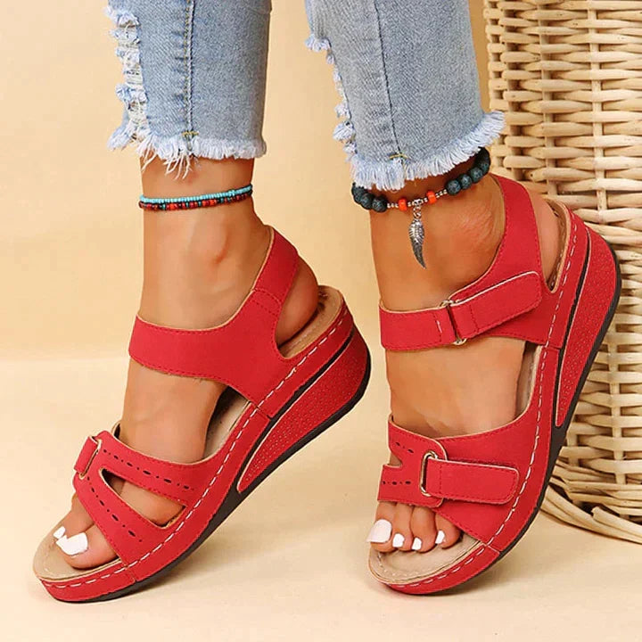 Sandalias Mujer Cuña Plantilla Amortiguada Livianas Caminar Casual Cuatro Colores