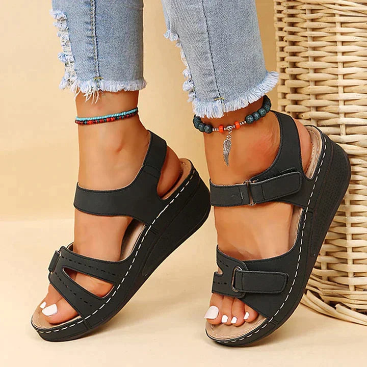 Sandalias Mujer Cuña Plantilla Amortiguada Livianas Caminar Casual Cuatro Colores