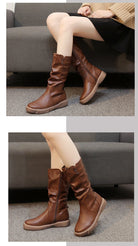Zip-up slouch boots for women