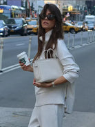 Relaxed knit wide-leg pant set for women