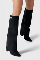 Fold-over knee-high boots women