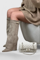 Fold-over knee-high boots women
