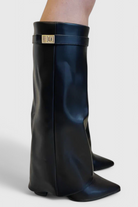 Fold-over knee-high boots women