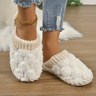 Plush lined knit slippers for women