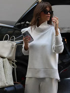 Relaxed knit wide-leg pant set for women