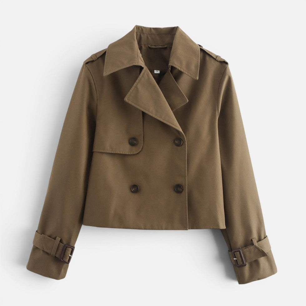 Cropped trench jacket for women in brown, black, gray or beige