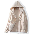 Fleece-lined sherpa zip-up hoodie for women