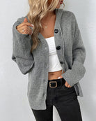 Hooded oversized knit cardigan in gray, black, white, khaki and navy for women