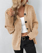 Hooded oversized knit cardigan in gray, black, white, khaki and navy for women