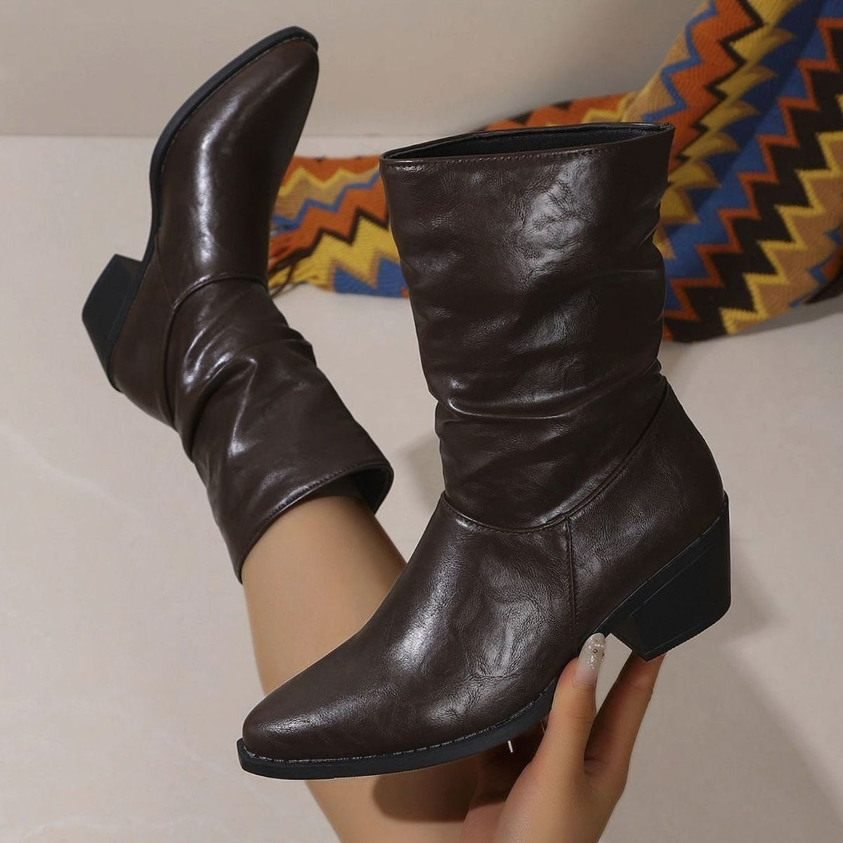 Pointed slouch ankle boots for women