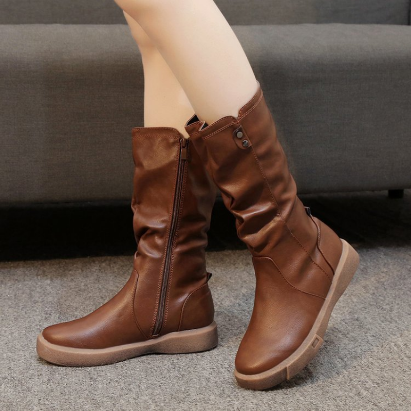 Slouchy mid calf boots for women