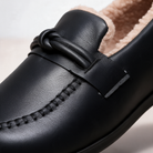 Fleece-lined knot leather-look loafers for women