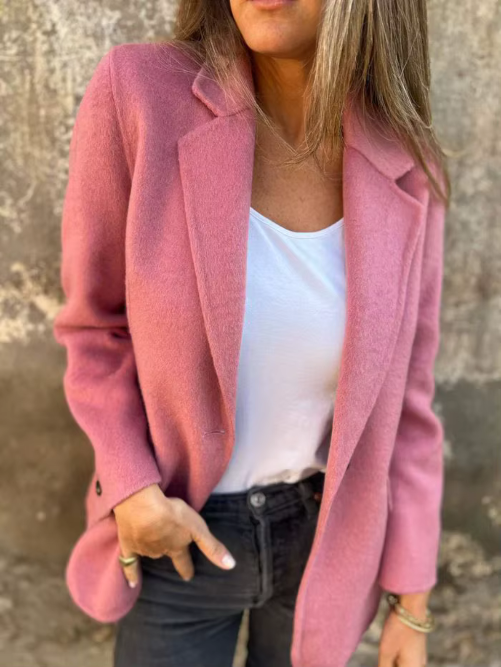 Brushed one-button blazer for women