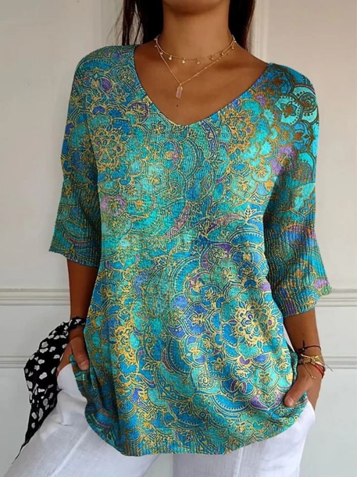 María | Suéter Casual de Punto con Estampado Retro