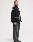 Contrast-trim scarf jacket for women