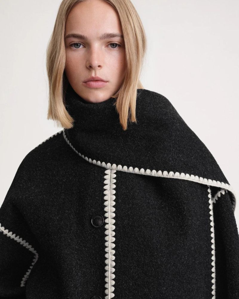 Contrast-trim scarf jacket for women