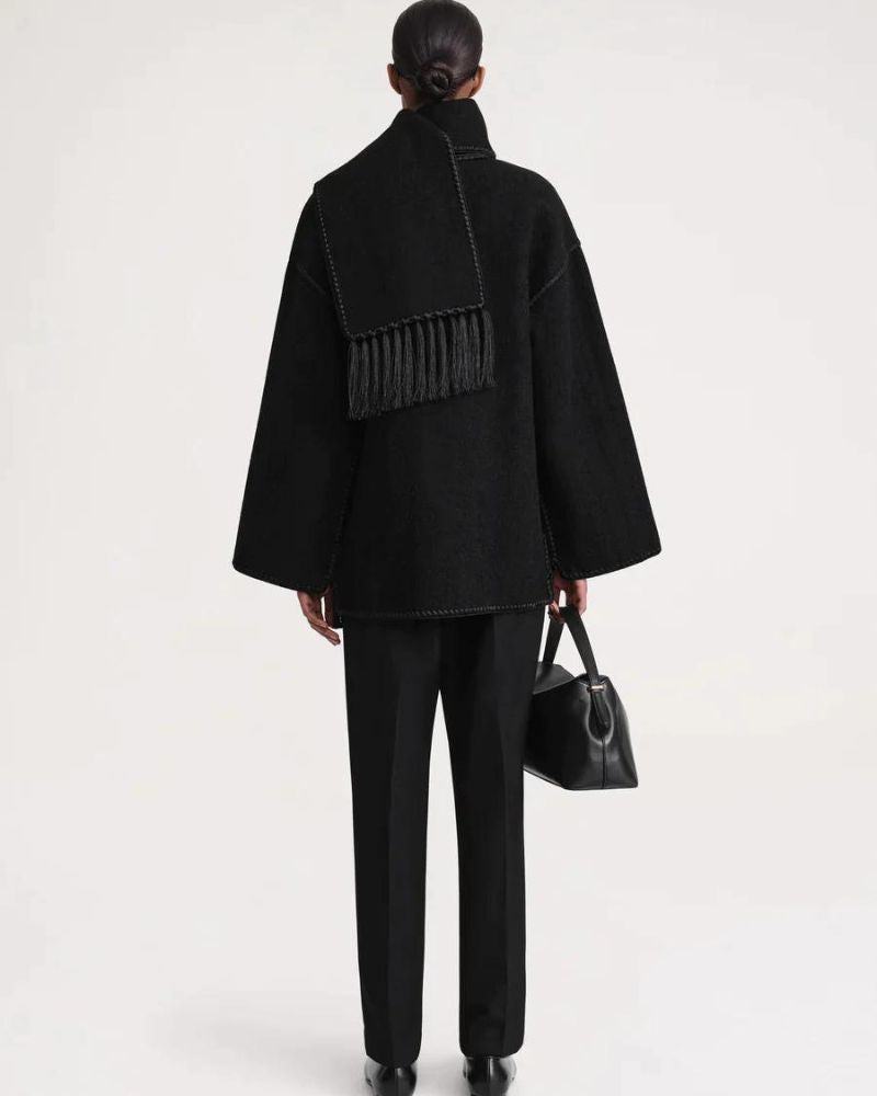 Contrast-trim scarf jacket for women