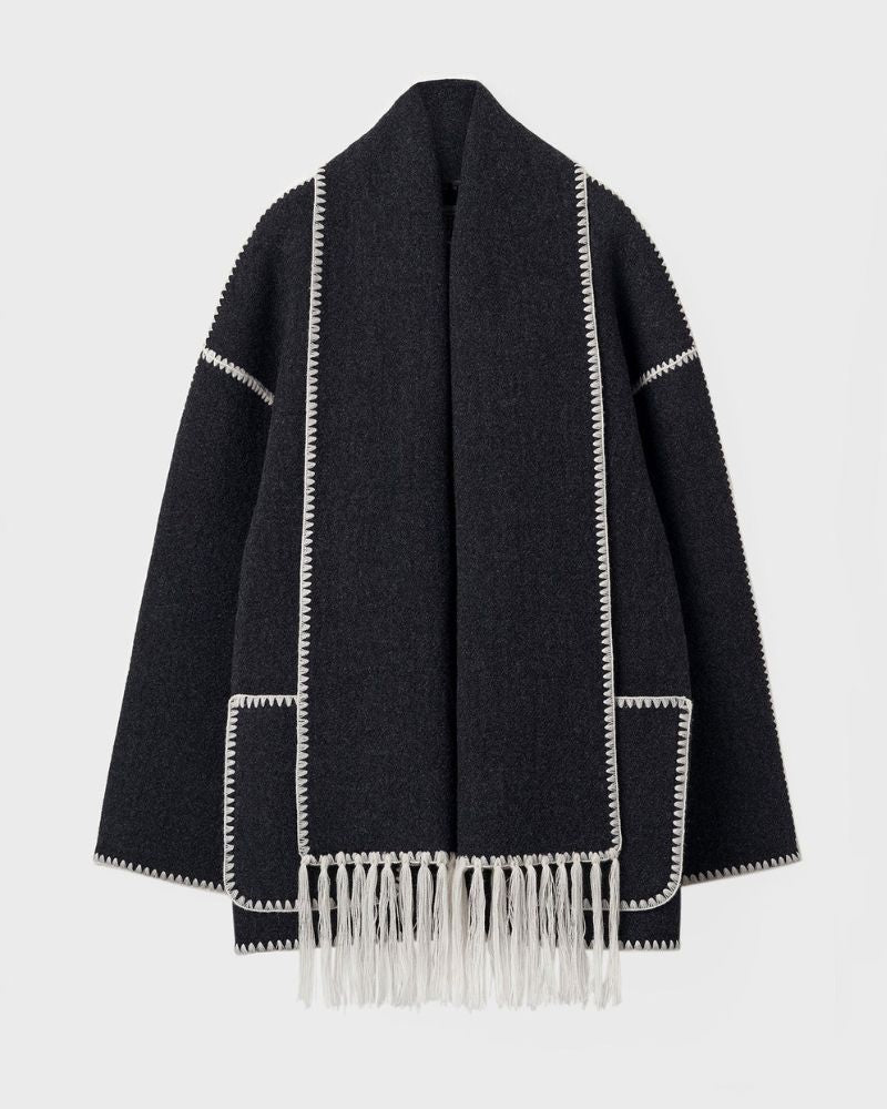 Contrast-trim scarf jacket for women