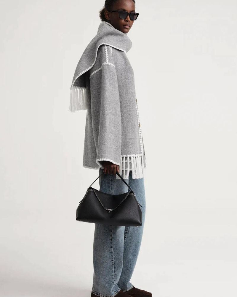 Contrast-trim scarf jacket for women