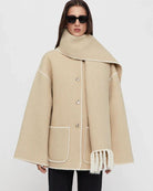 Contrast-trim scarf jacket for women