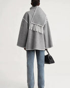 Contrast-trim scarf jacket for women