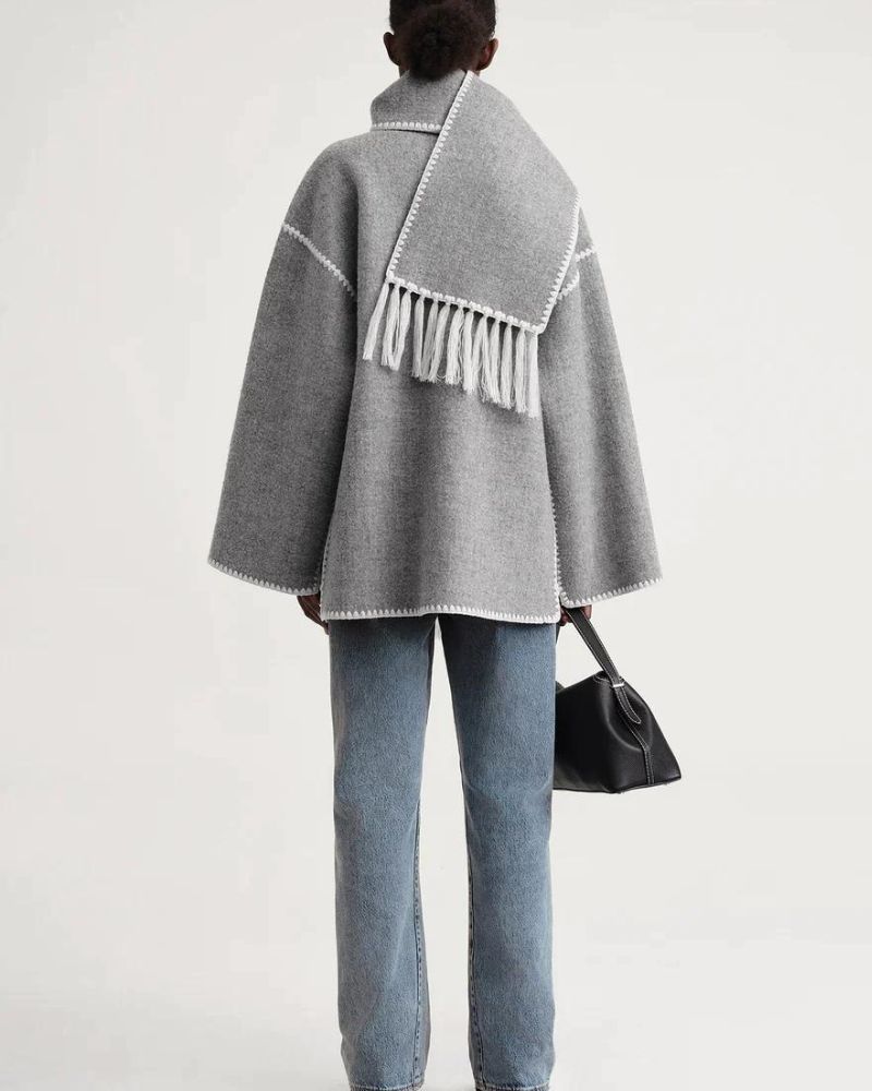 Contrast-trim scarf jacket for women