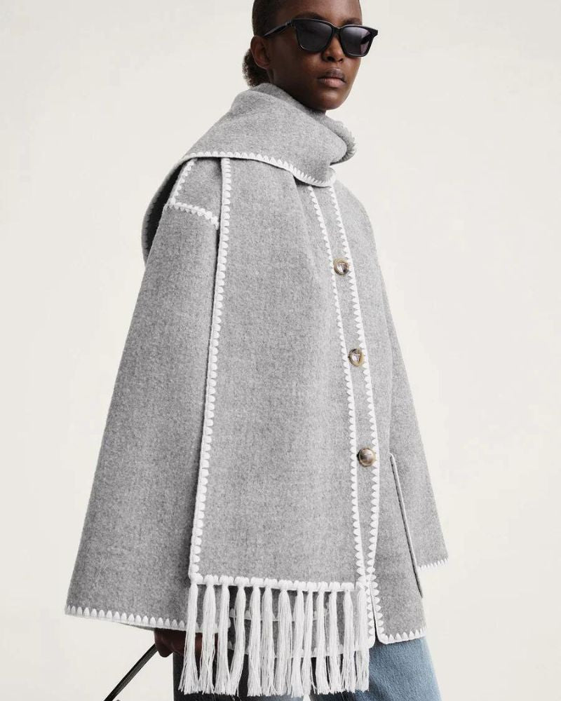 Contrast-trim scarf jacket for women