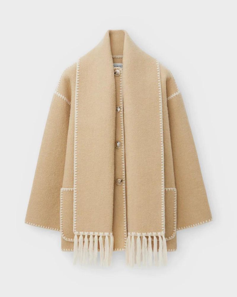Contrast-trim scarf jacket for women