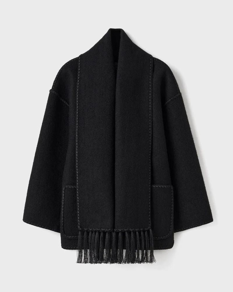 Contrast-trim scarf jacket for women