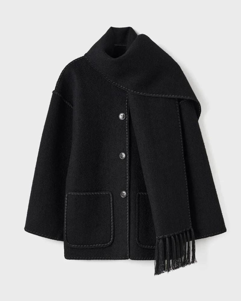 Contrast-trim scarf jacket for women