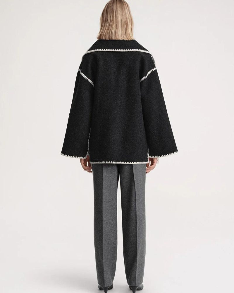 Contrast-trim scarf jacket for women