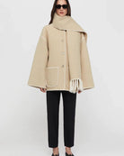 Contrast-trim scarf jacket for women